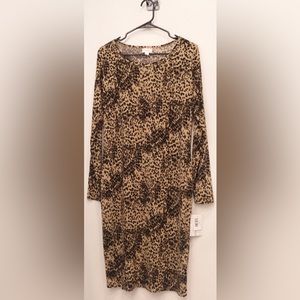 LuLaRoe Leopard Debbie MIDI Dress, stretchy, fits perfect, size Large